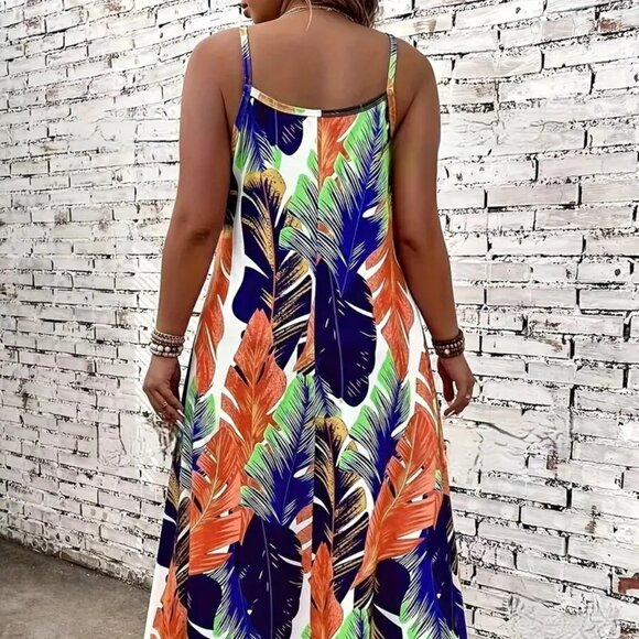 Women Plus Size Vibrant Print Vacation Summer Holiday Beach Maxi Dress 14W -20W - Picture 6 of 12